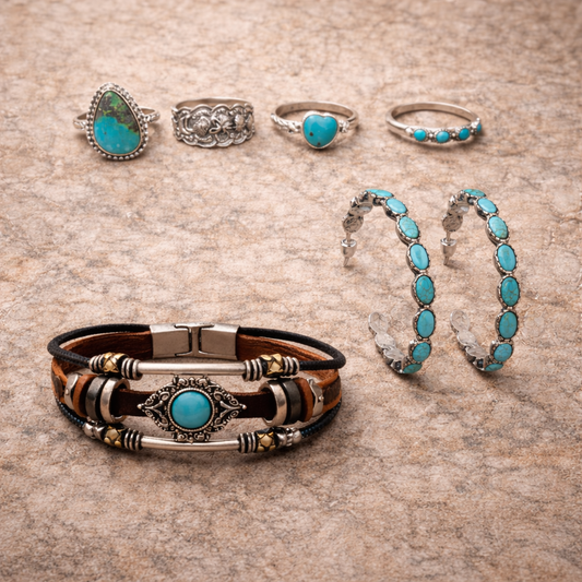 Blue Stone Ring Set ( Clearance Sale)